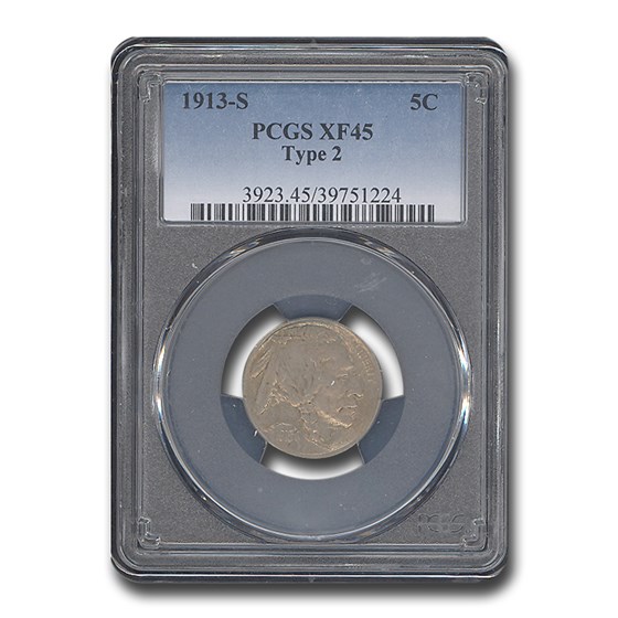 1913-S Buffalo Nickel Type-II XF-45 PCGS 1913-S Buffalo Nickel Type-II XF-45 PCGS